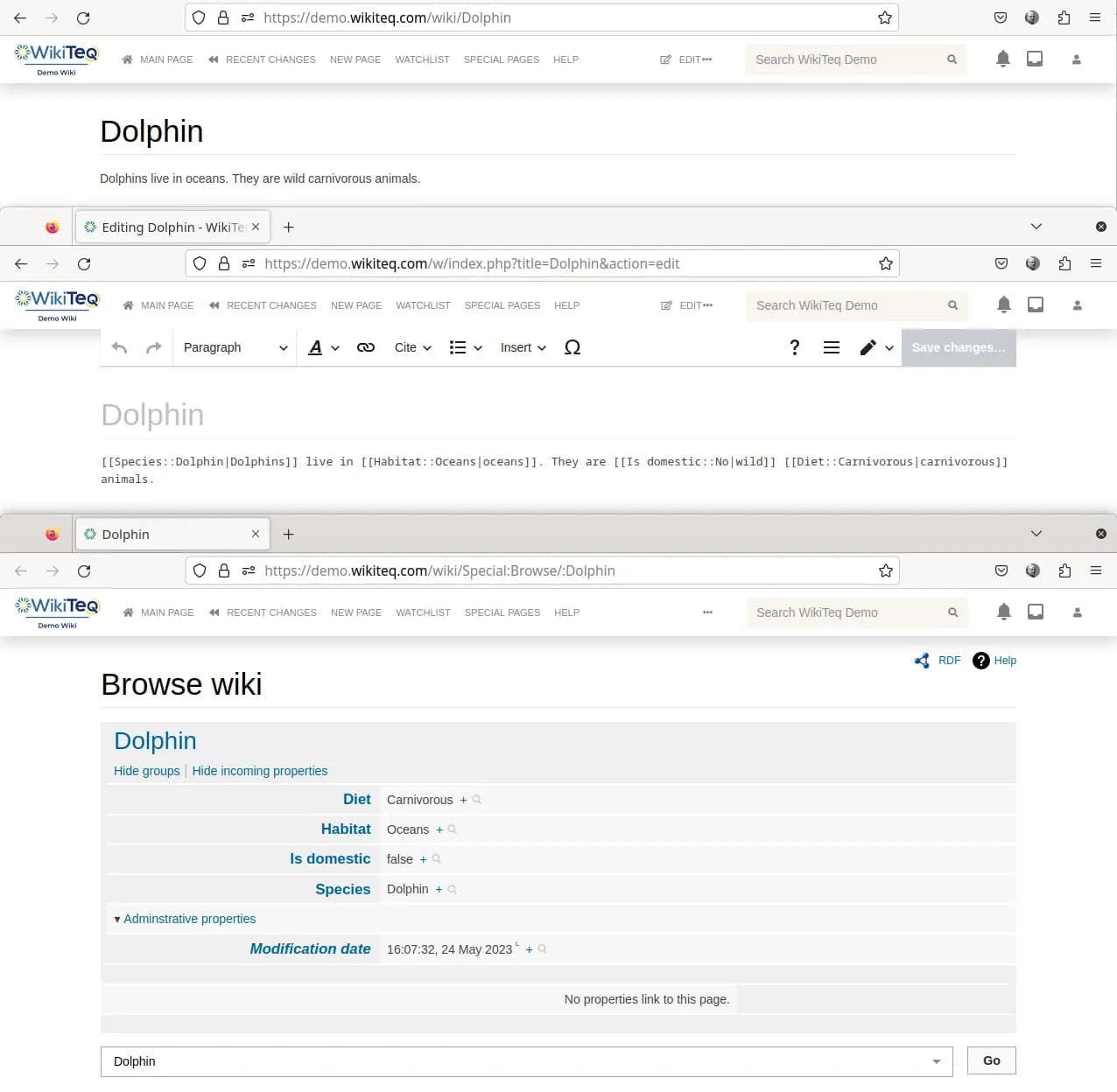 Inline semantic annotations example in mediawiki