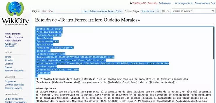 template code example in mediawiki