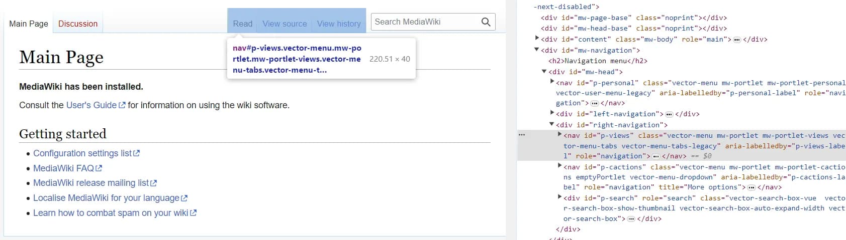 MediaWiki P Views screenshot