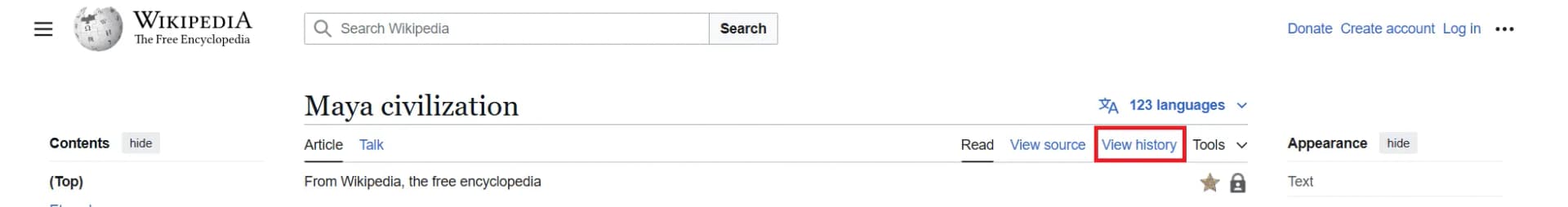 mediawiki vector revision history