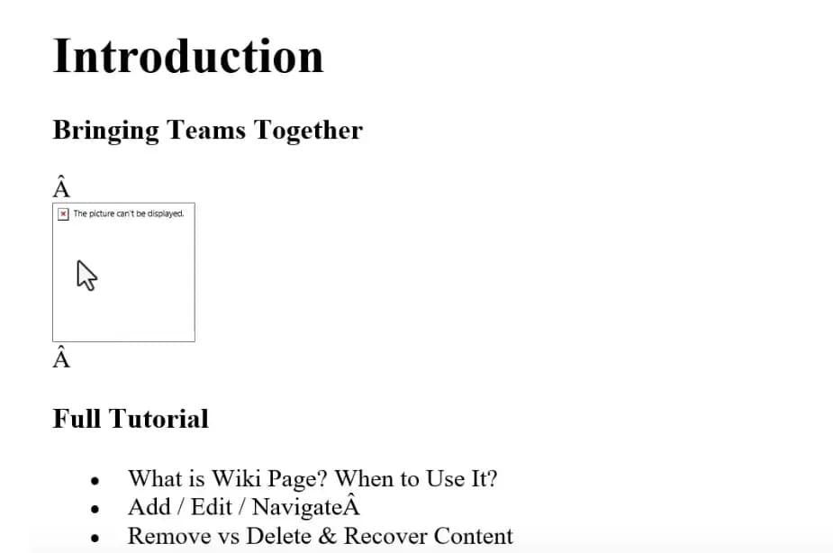 sharepoint wiki page saved as html with broken image
