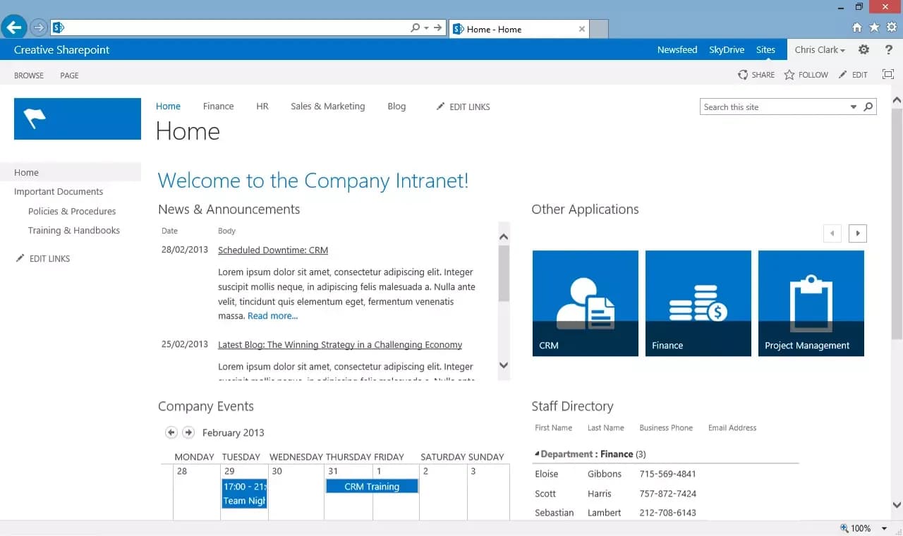example for sharepoint portal