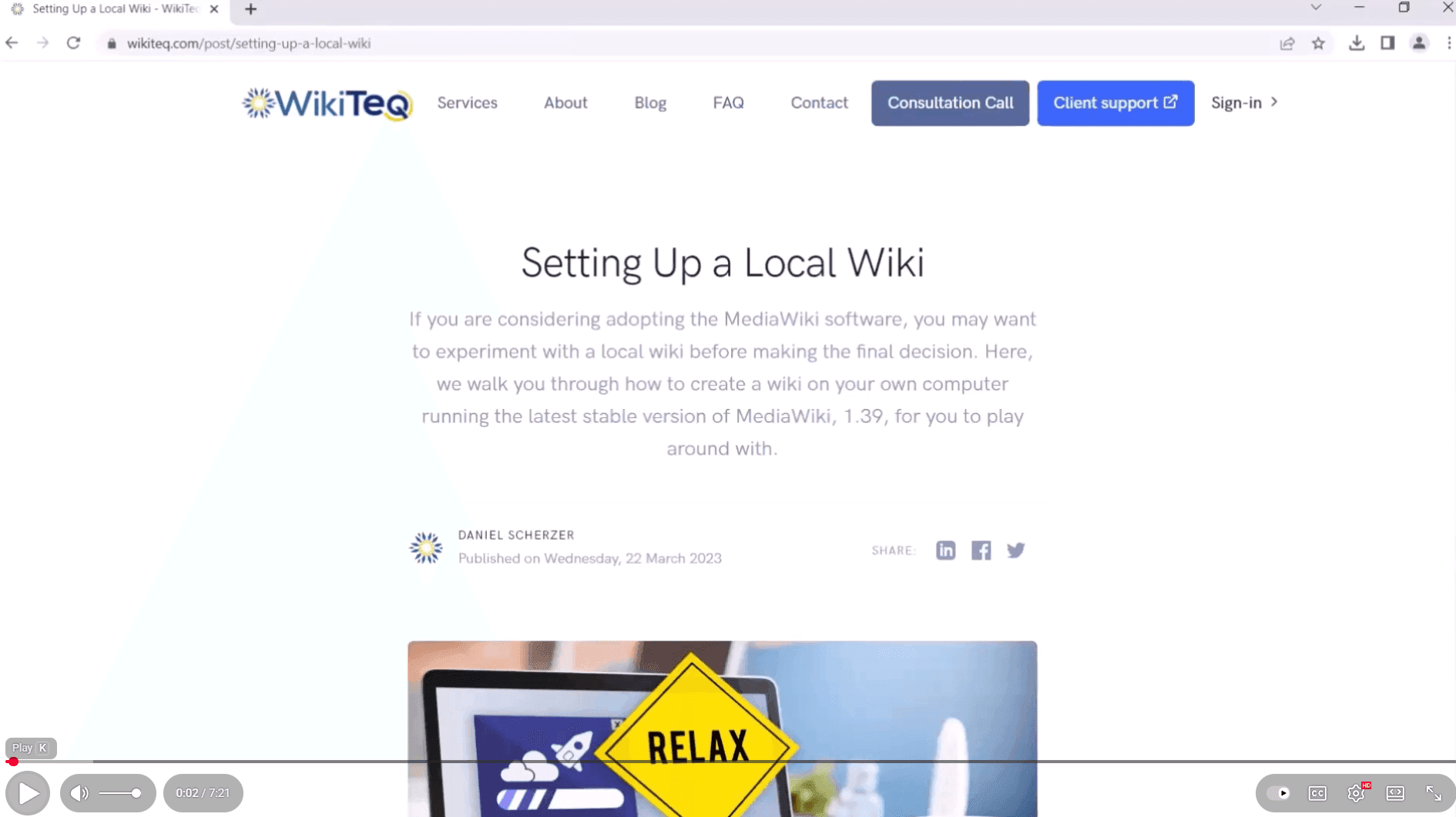 video tutorial of setting up a local mediawiki