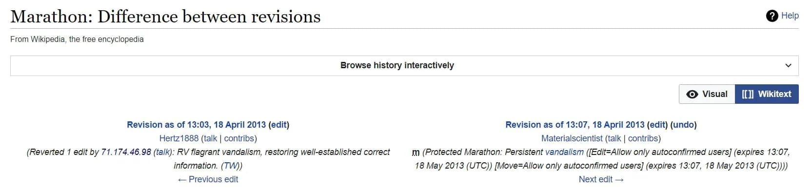 mediawiki example of page protection