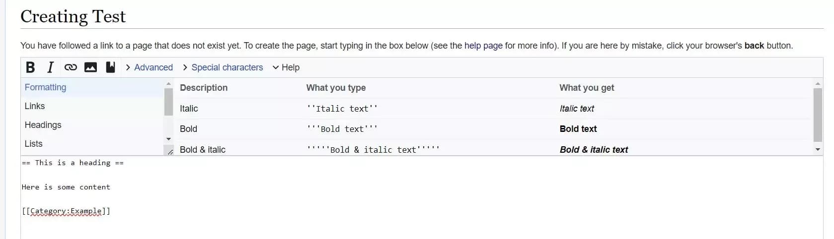 example of WikiEditor in MediaWiki