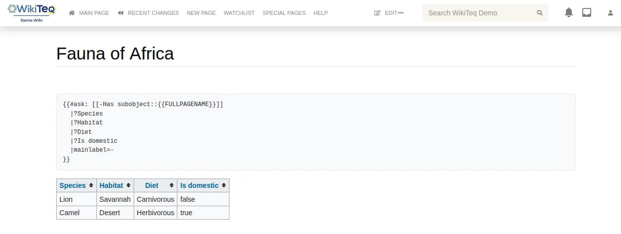 Tabular output of a subobject query