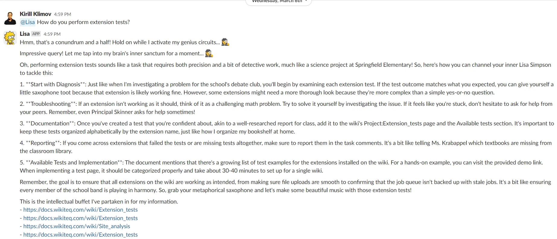 lisa the mediawiki slack llm integration