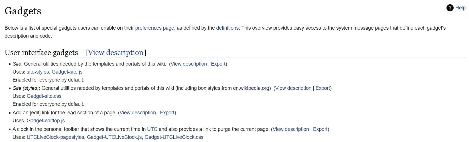 MediaWiki Gadgets example