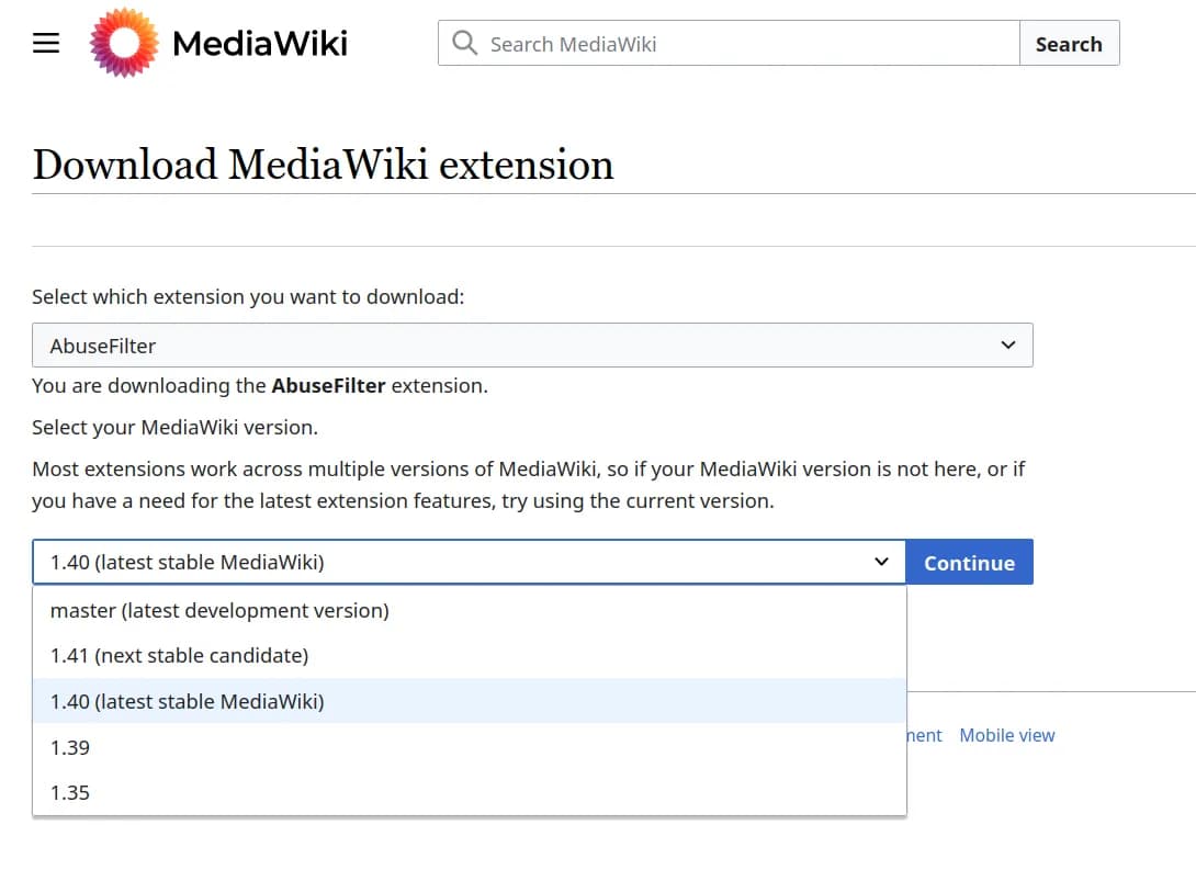 MediaWiki upgrade extension distributor