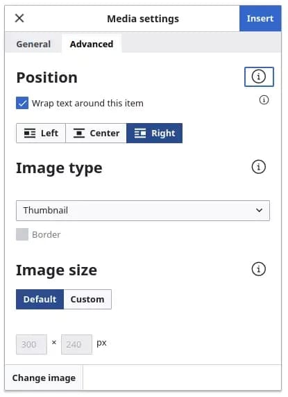 advanced mediawiki image settings