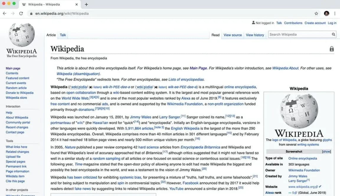 Wikipedia layout example