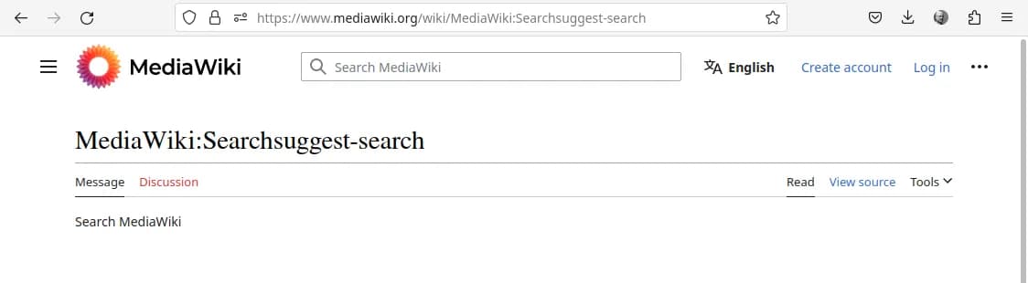 MediaWiki system message page