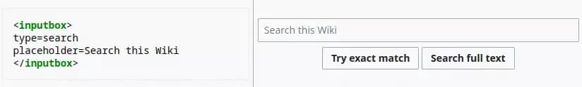 inputbox mediawiki extension searches wiki example
