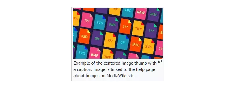 Example of the centered image thumb with a caption. Image is linked to the help page about images on MediaWiki site.