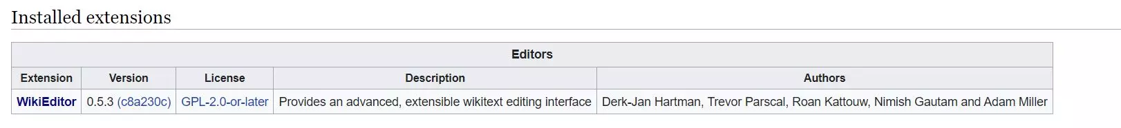 MediaWiki Installed Extensions Example
