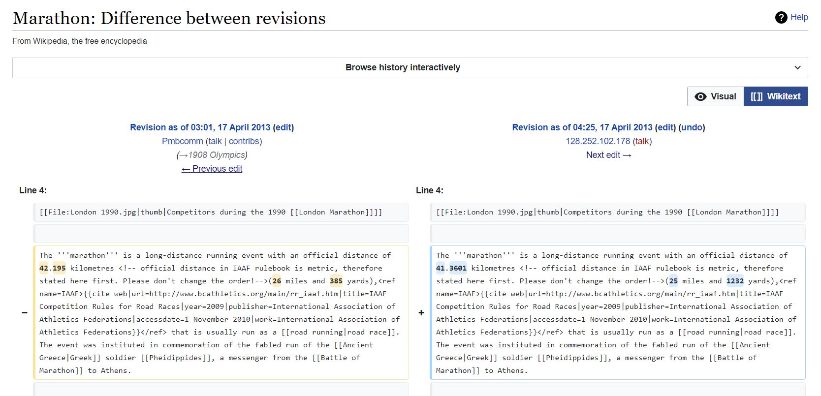 MediaWiki Revision Comparison Example