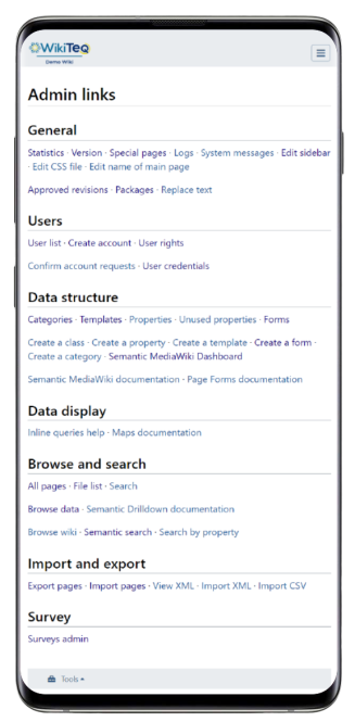 mediawiki admin links