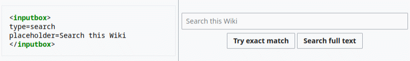 The inputbox search code example and the resulting search input