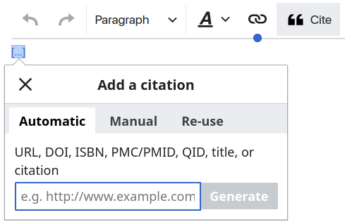 MediaWiki automatic citation example