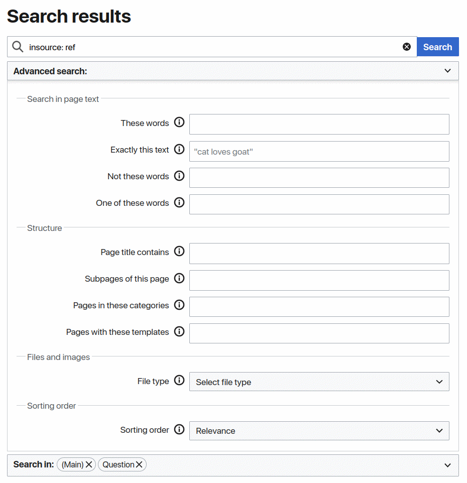 The AdvancedSearch interface helps communicate with the search index