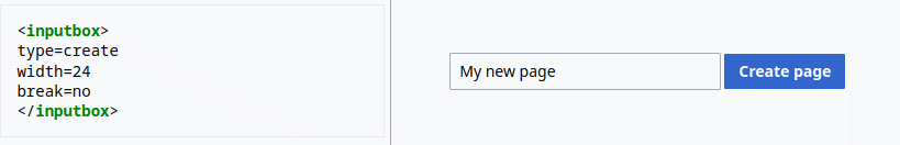 MediaWiki inputbox extension create new page example