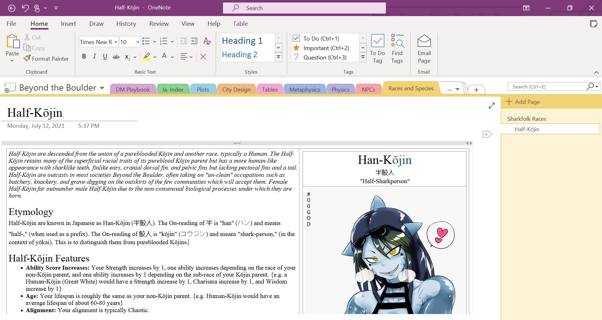 A wiki-like page in OneNote