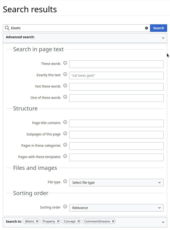 MediaWiki Advanced Search Interface