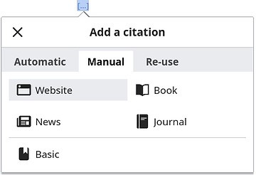 Citation template selector in VisualEditor