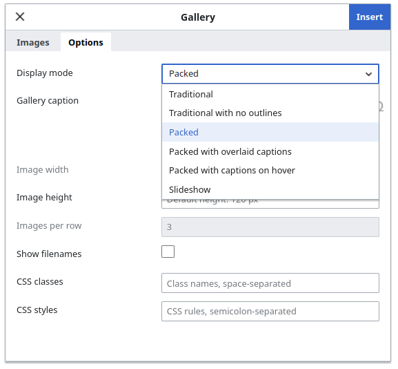 Define gallery view parameters.