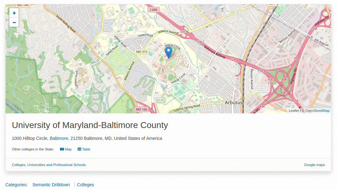 Geocoding the location address produces a single pin