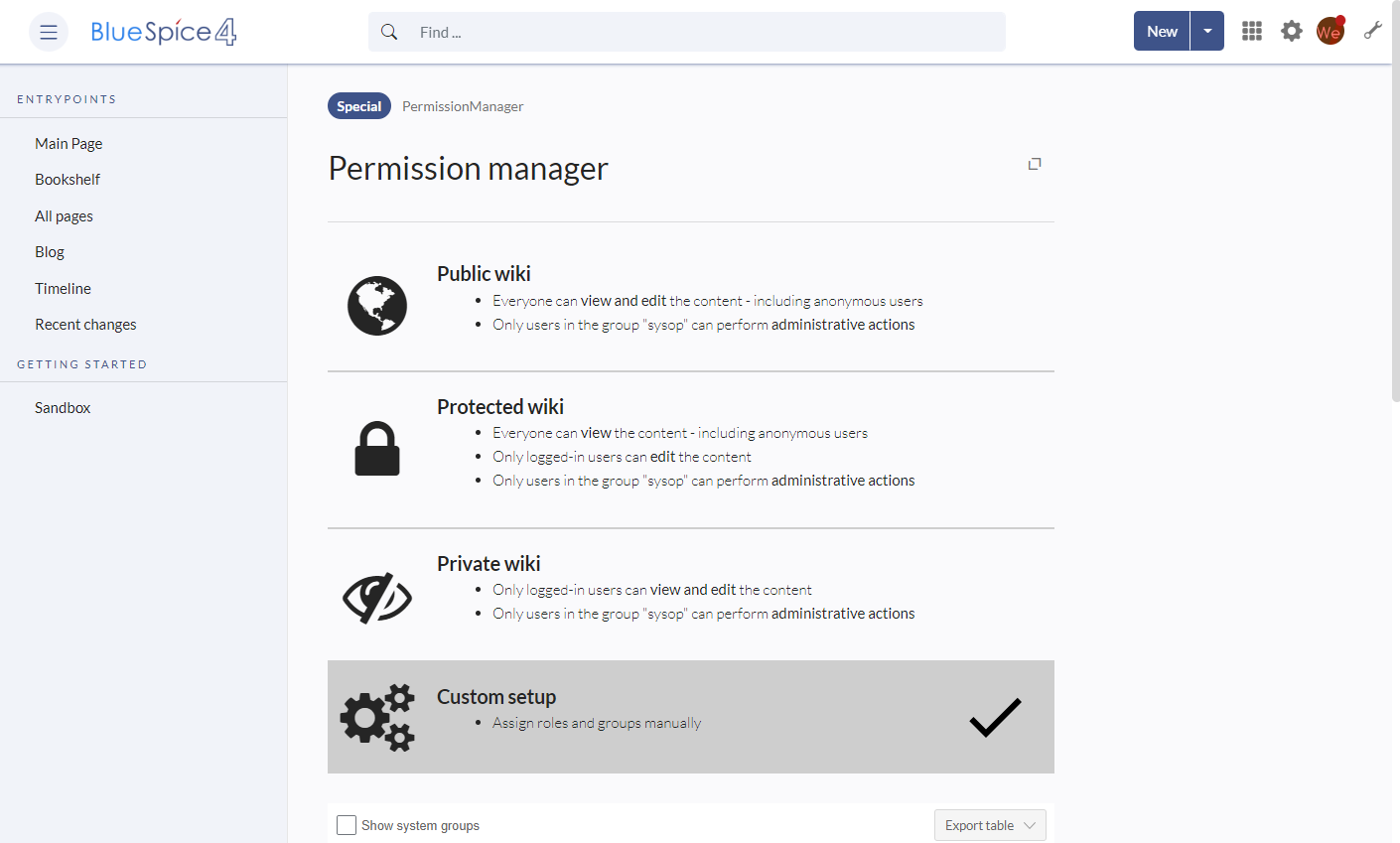 BlueSpice user permissions